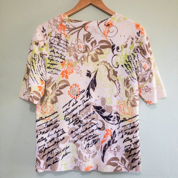 Christopher & Banks Short Sleeve cardigan Womens Size M Floral Print Brown Green - Picture 6 of 9